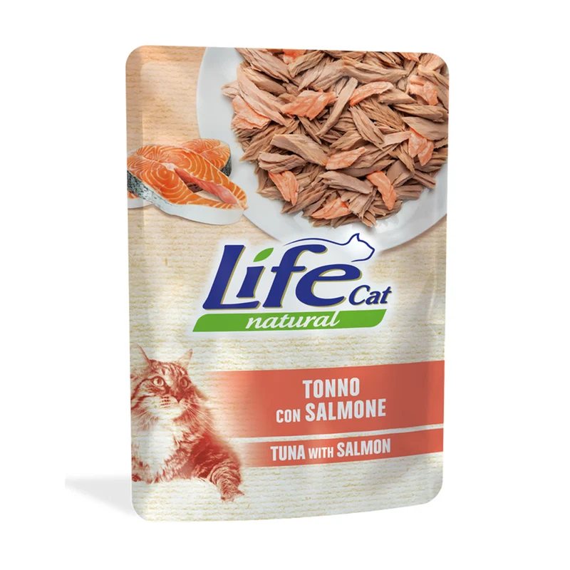Life Cat Natural Tonno con Salmone in Gelatina 70g - Cibo Umido per Gatti