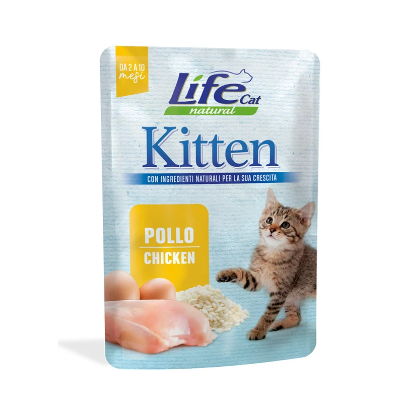 Life Cat Natural Kitten Pollo con Uova 70g - Cibo Umido per Gatti Cuccioli