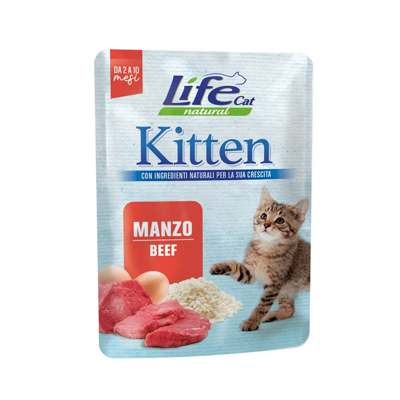 Life Cat Natural Kitten Manzo con Uova 70g - Cibo Umido per Gatti Cuccioli