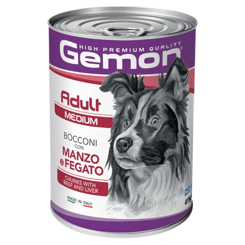 GEMON Cane Medium Adult Bocconi con Manzo e Fegato 400gr