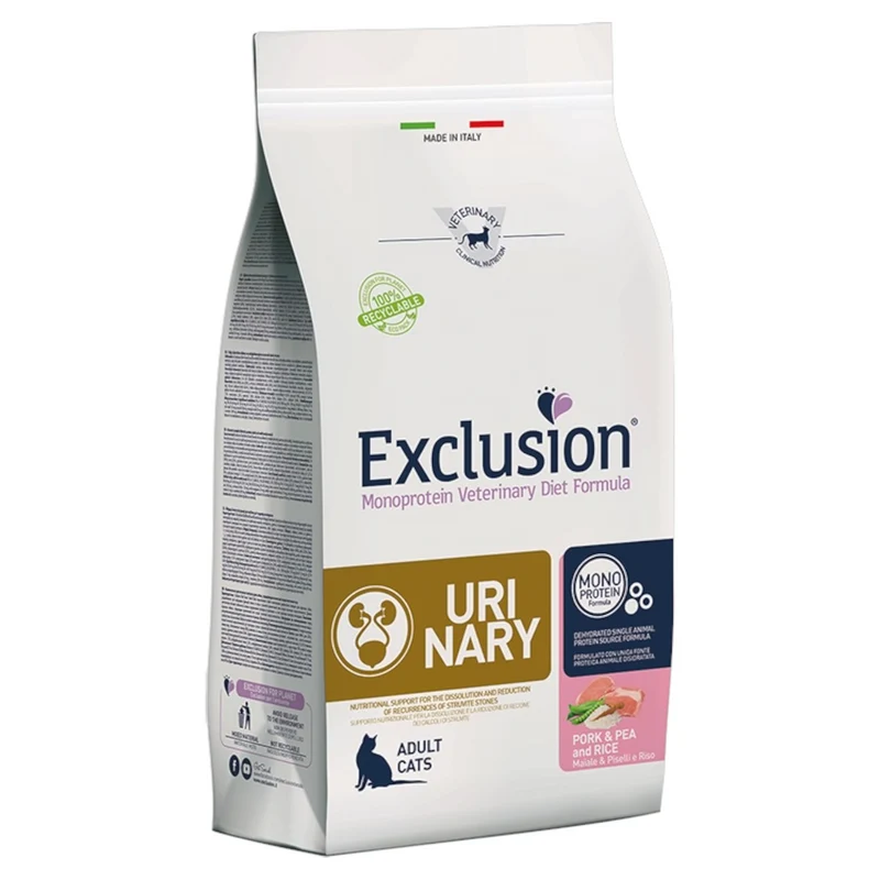 EXCLUSION Gatto Urinary Maiale, Riso e Piselli 1,5Kg