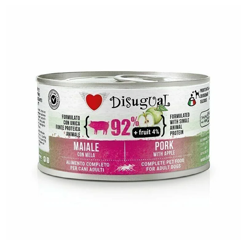 Disugual Fruit Patè per Cani Maiale con Mela Alimento Umido Monoproteico 150 g