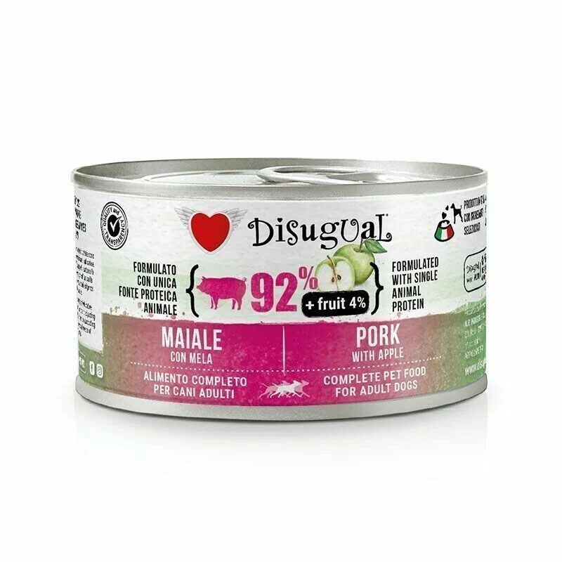 Disugual Fruit Patè per Cani Maiale con Mela Alimento Umido Monoproteico 150 g
