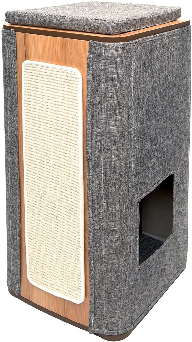 Catit Vesper Cubo Tower Mobile Tiragraffi per Gatti con Cuccia e Cuscino