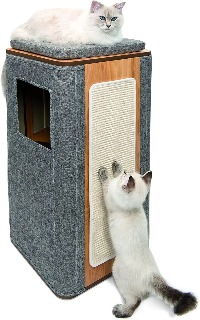 Catit Vesper Cubo Tower Mobile Tiragraffi per Gatti con Cuccia e Cuscino