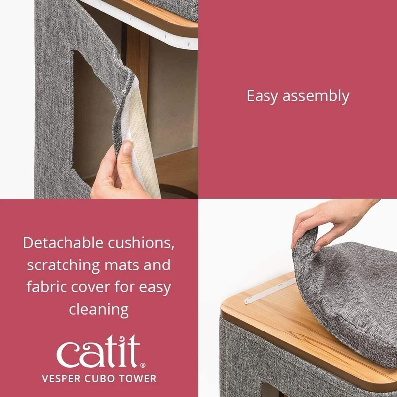 Catit Vesper Cubo Tower Mobile Tiragraffi per Gatti con Cuccia e Cuscino