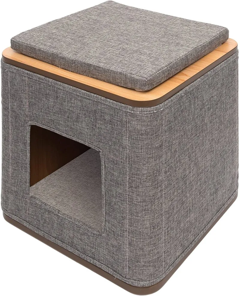 Catit Vesper Cubo Mobile Tiragraffi per Gatti con Nascondiglio e Cuscino Cuccia