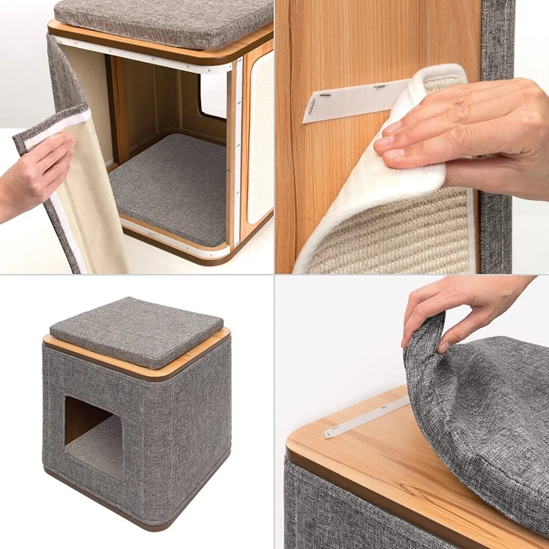 Catit Vesper Cubo Mobile Tiragraffi per Gatti con Nascondiglio e Cuscino Cuccia