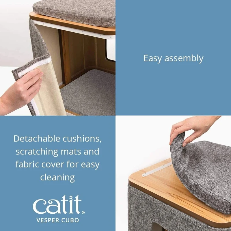 Catit Vesper Cubo Mobile Tiragraffi per Gatti con Nascondiglio e Cuscino Cuccia