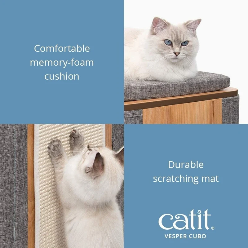 Catit Vesper Cubo Mobile Tiragraffi per Gatti con Nascondiglio e Cuscino Cuccia