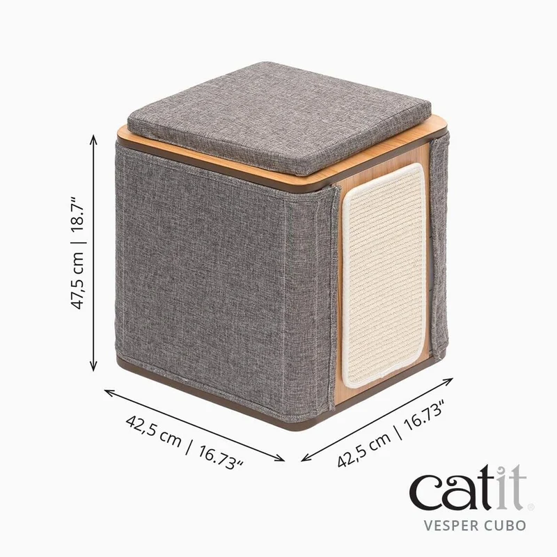 Catit Vesper Cubo Mobile Tiragraffi per Gatti con Nascondiglio e Cuscino Cuccia