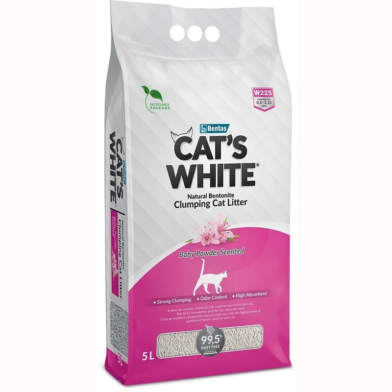 Cat's White Baby Powder Lettiera Agglomerante per Gatti e Gattini al Talco 5 L