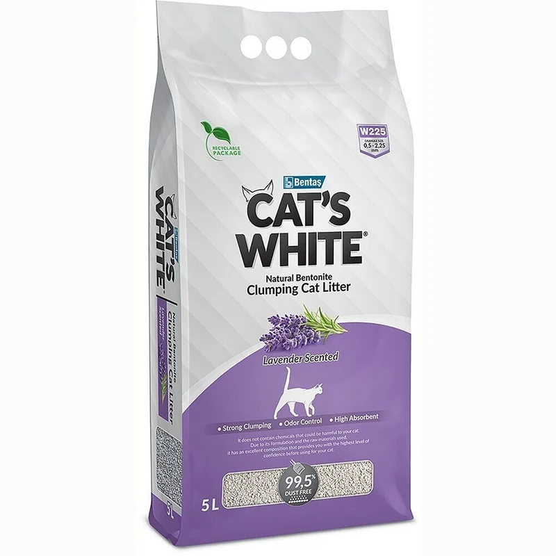 Cat's White Lettiera Agglomerante per Gatti Bentonite Profumata Lavanda 5 L