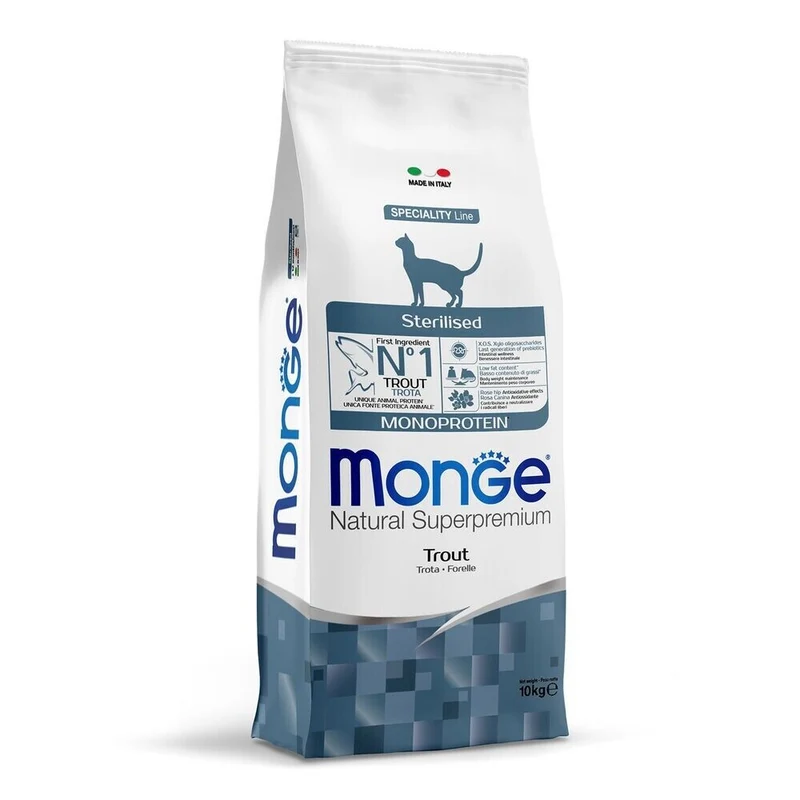 Monge Natural Sterilised Monoprotein – Trota Crocchette per Gatti Sterilizzati