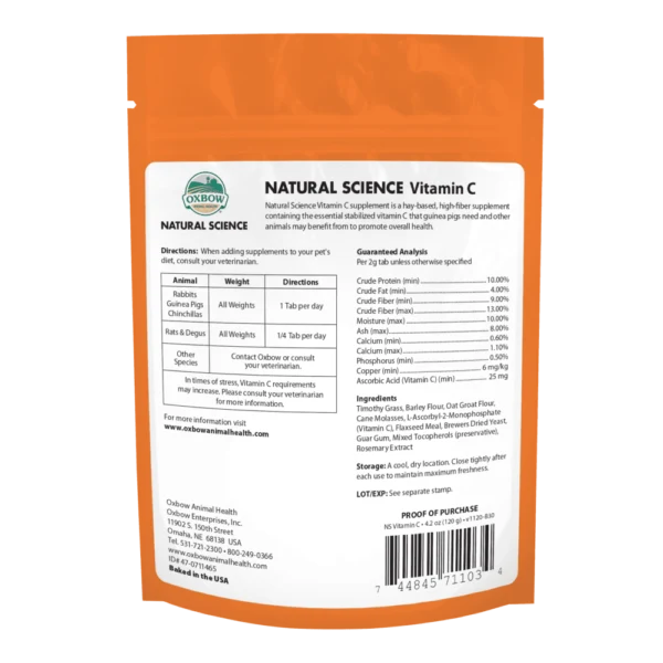 3x120g Oxbow Natural Science Vitamina C 360g