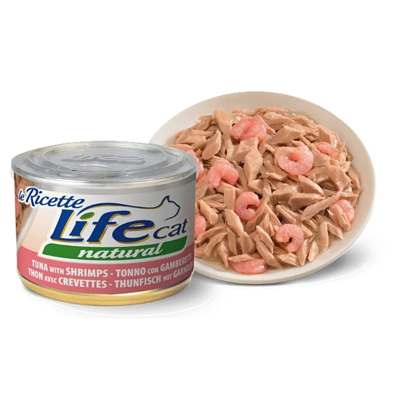 Life Cat Natural Le Ricette Tonno e Gamberetti 150g - Cibo Umido per Gatti