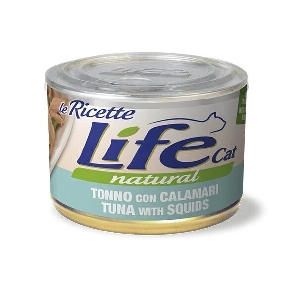 Life Cat Natural Le Ricette Tonno con Calamari 150g - Cibo Umido per Gatti