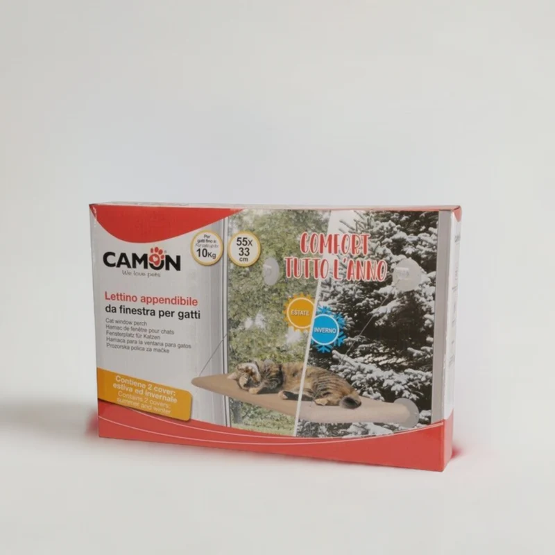 Camon Lettino Appendibile da Finestra con 2 Cover per Gatti 55x33 cm