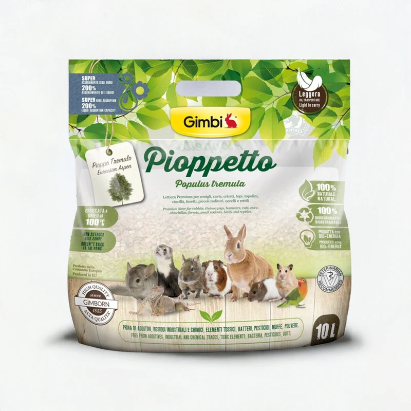 Gimbi Pioppetto Lettiera Biodegradabile di Pioppo per Roditori e Volatili 10L