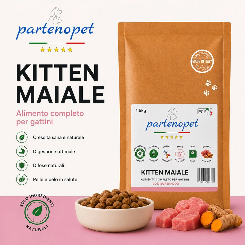 Partenopet Cat Kitten Maiale Pressato a Freddo 1,5 kg