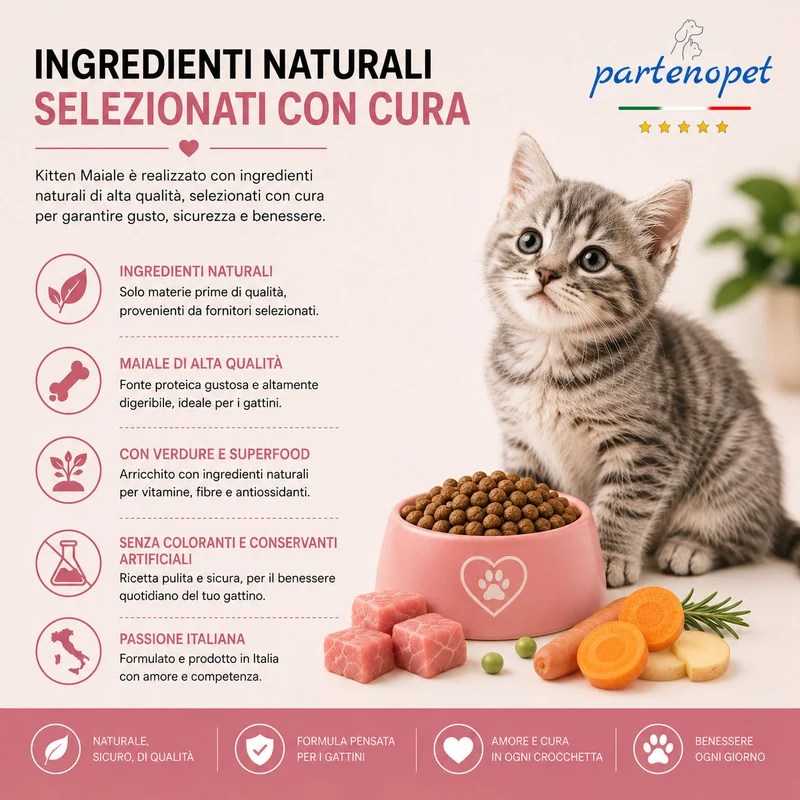 Partenopet Cat Kitten Maiale Pressato a Freddo 1,5 kg