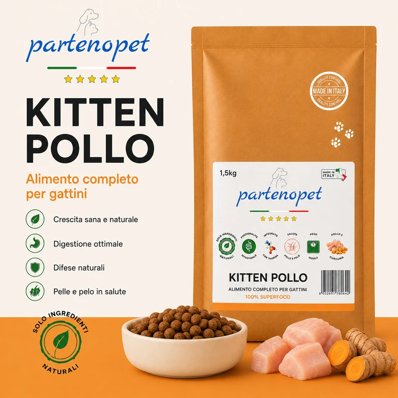 Partenopet Cat Kitten Pollo Pressato a Freddo 1,5 kg