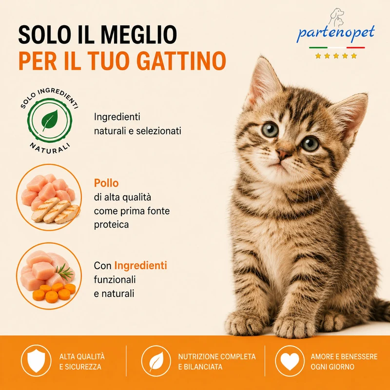 Partenopet Cat Kitten Pollo Pressato a Freddo 1,5 kg