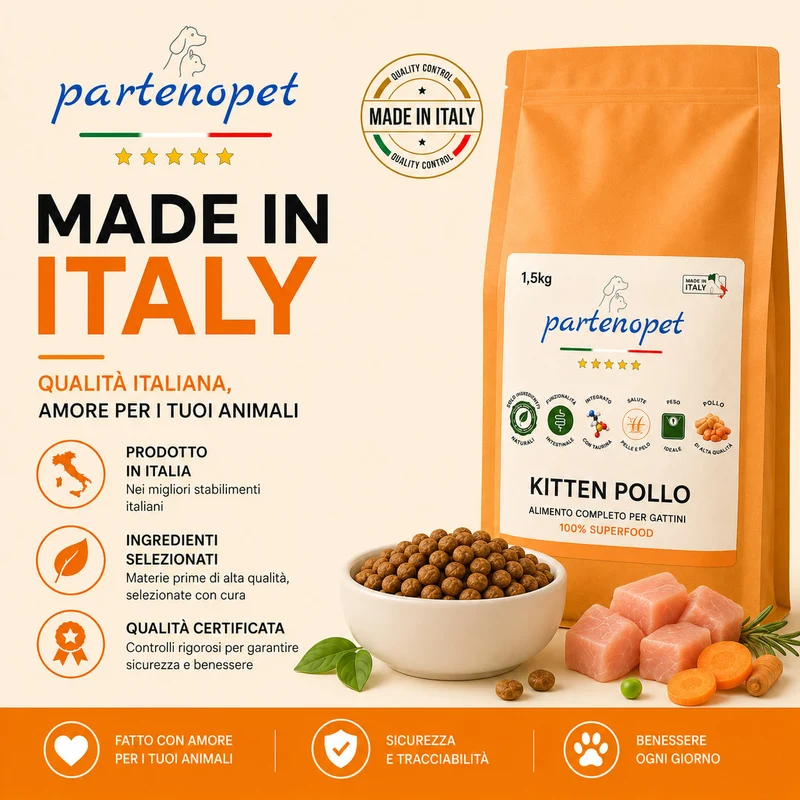 Partenopet Cat Kitten Pollo Pressato a Freddo 1,5 kg