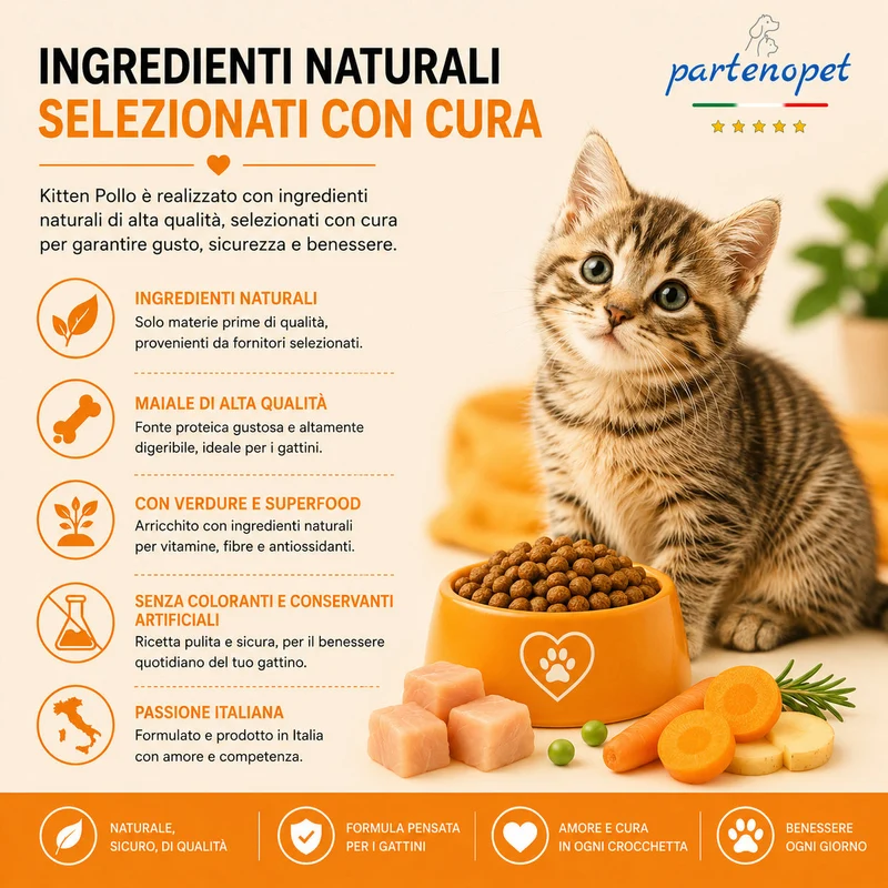 Partenopet Cat Kitten Pollo Pressato a Freddo 1,5 kg