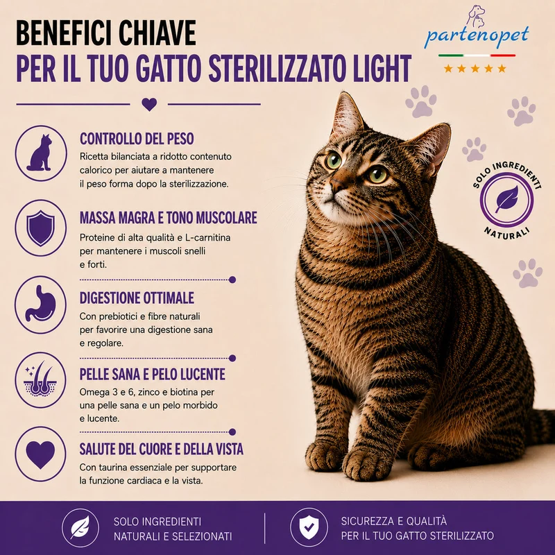 Partenopet Sterilised Cat Light Maiale Pressato a Freddo 1,5 kg