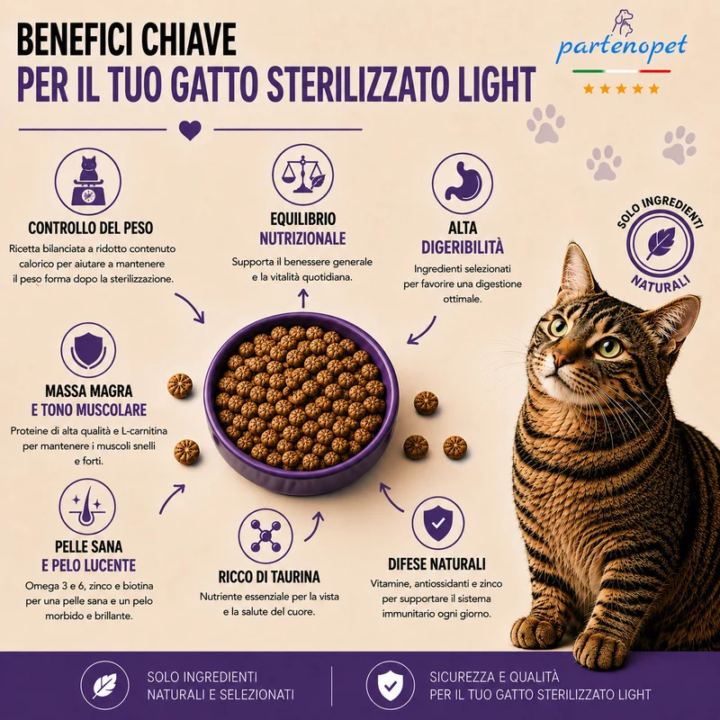 Partenopet Sterilised Cat Light Maiale Pressato a Freddo 1,5 kg