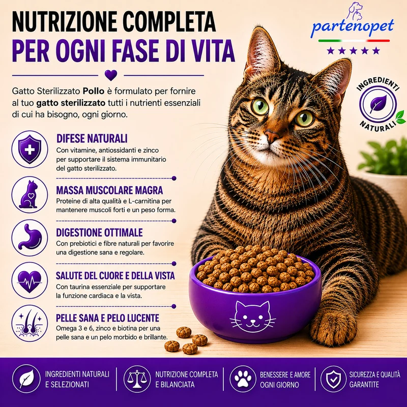 Partenopet Sterilised Cat Light Maiale Pressato a Freddo 1,5 kg