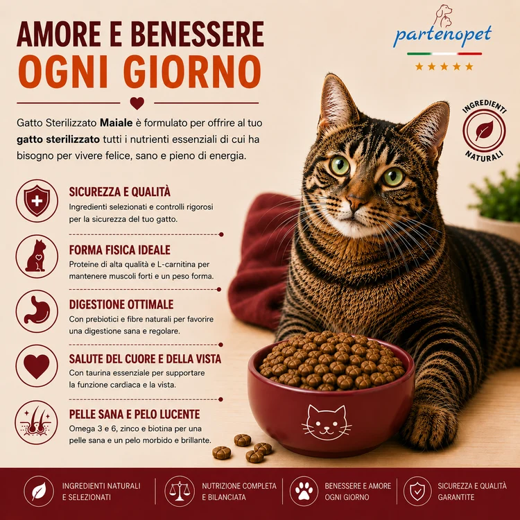 Partenopet Sterilised Cat Maiale Pressato a Freddo 10 kg