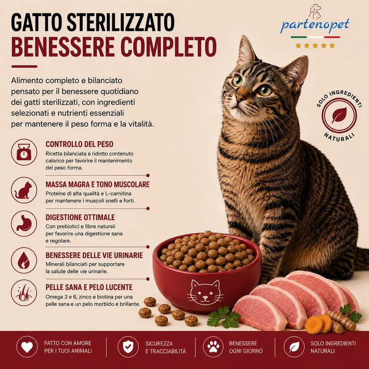 Partenopet Sterilised Cat Maiale Pressato a Freddo 1,5 kg