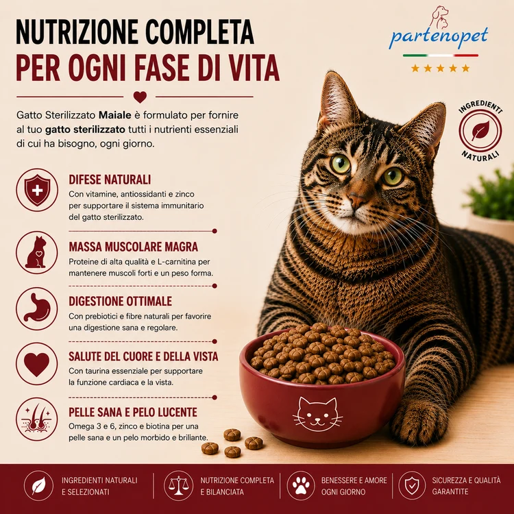 Partenopet Sterilised Cat Maiale Pressato a Freddo 1,5 kg