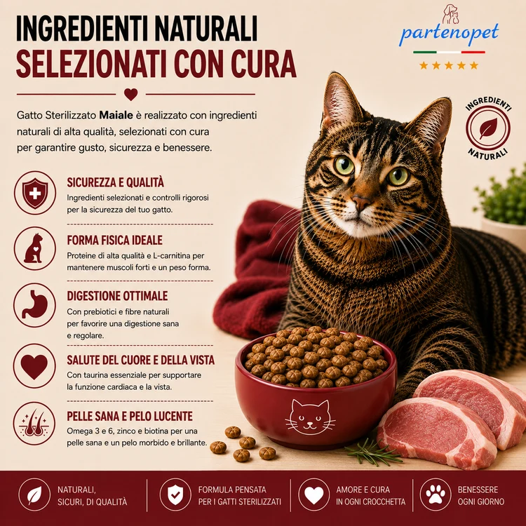 Partenopet Sterilised Cat Maiale Pressato a Freddo 1,5 kg