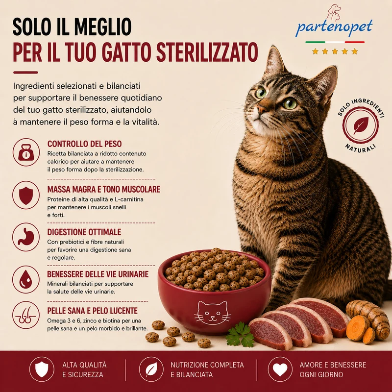 Partenopet Sterilised Cat Anatra Pressato a Freddo 1,5 kg