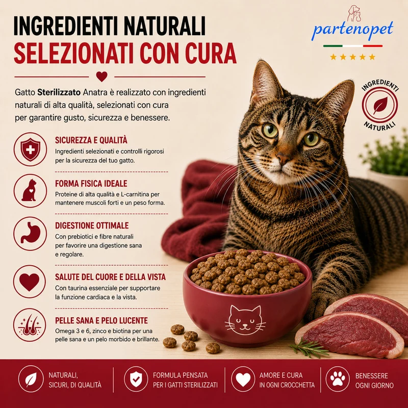 Partenopet Sterilised Cat Anatra Pressato a Freddo 1,5 kg