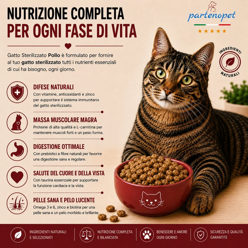 Partenopet Sterilised Cat Pollo Pressato a Freddo 10 kg