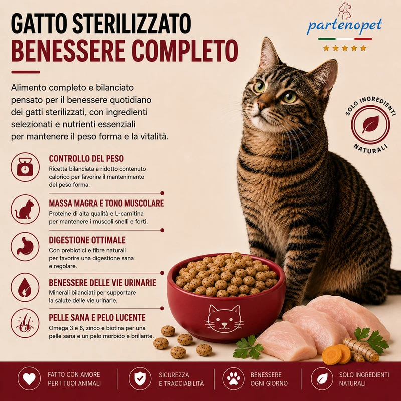 Partenopet Sterilised Cat Pollo Pressato a Freddo 1,5 kg