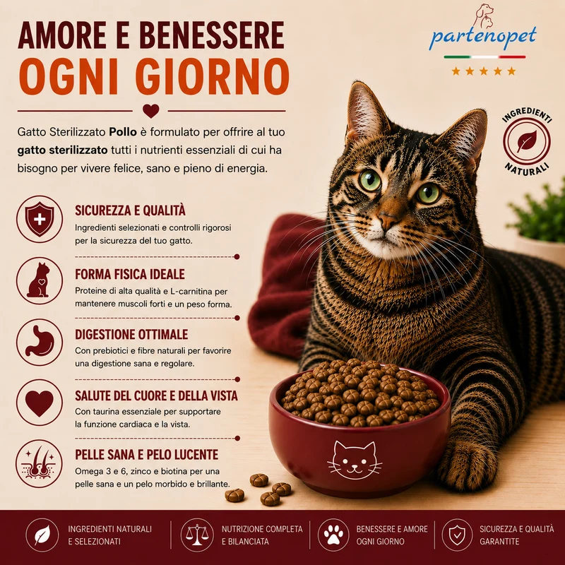 Partenopet Sterilised Cat Pollo Pressato a Freddo 1,5 kg