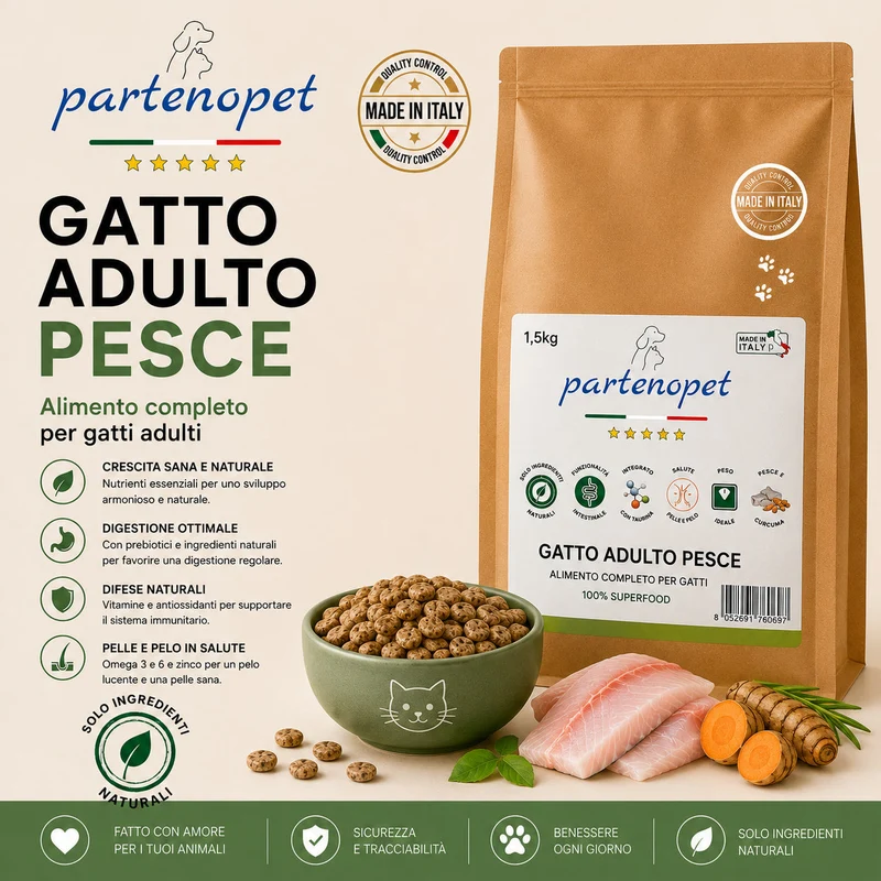 Partenopet Sterilised Cat Pesce Pressato a Freddo 1,5 kg