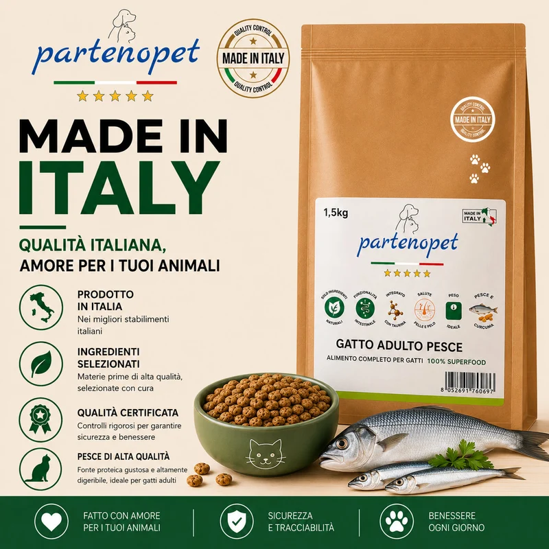 Partenopet Sterilised Cat Pesce Pressato a Freddo 1,5 kg