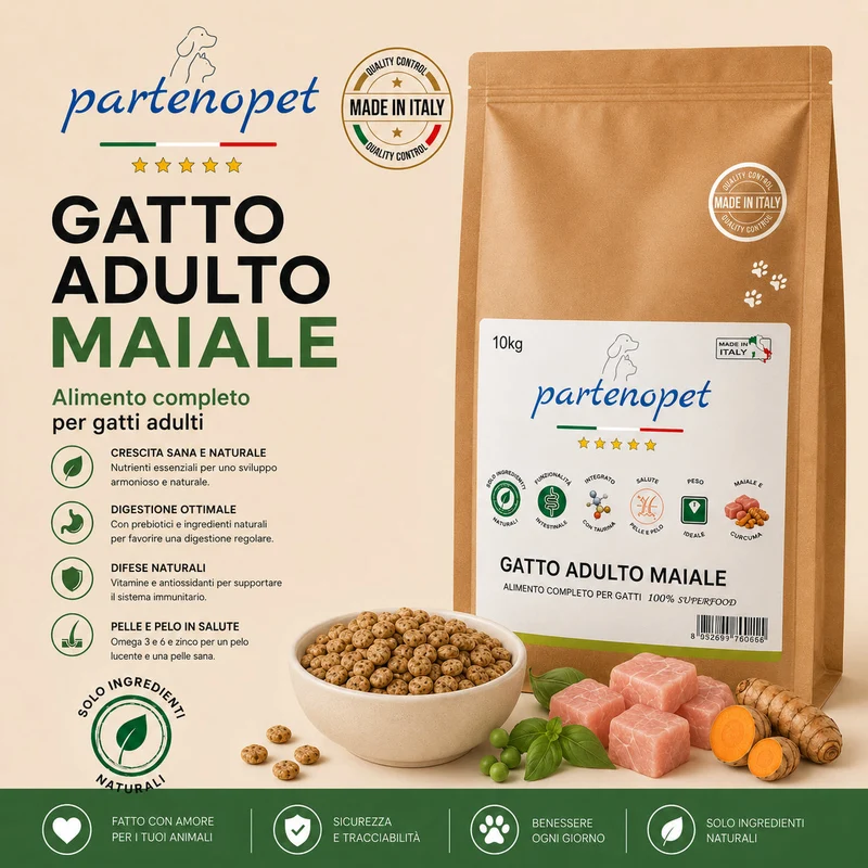Partenopet Adult Cat Maiale Pressato a Freddo 10 kg