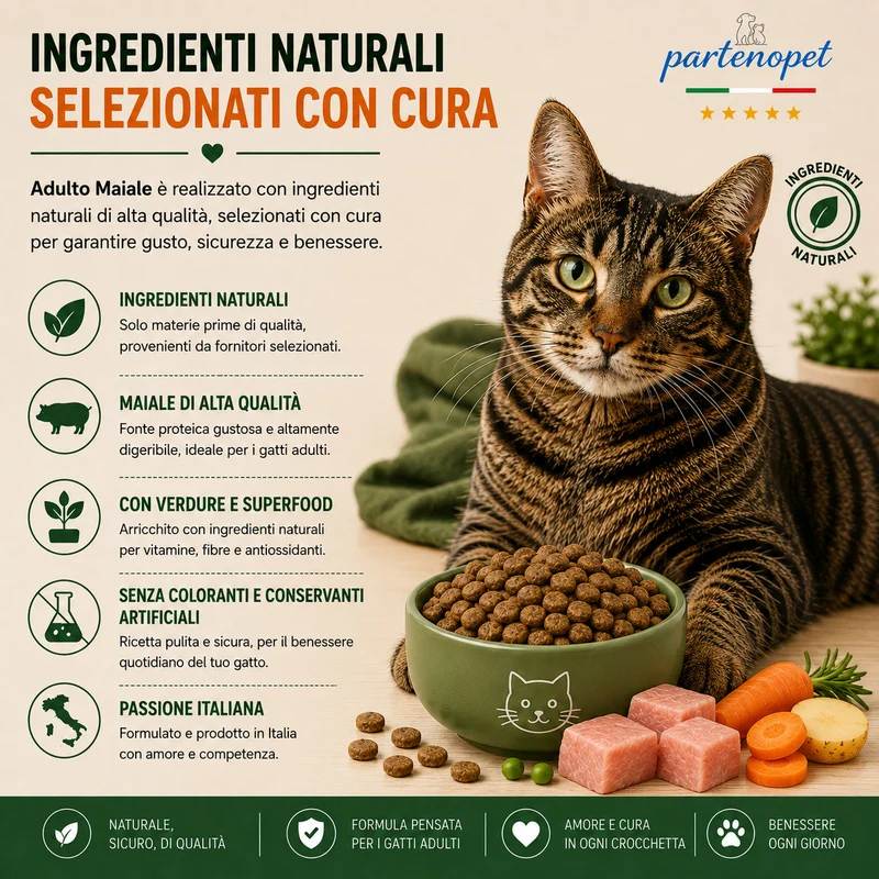 Partenopet Adult Cat Maiale Pressato a Freddo 10 kg