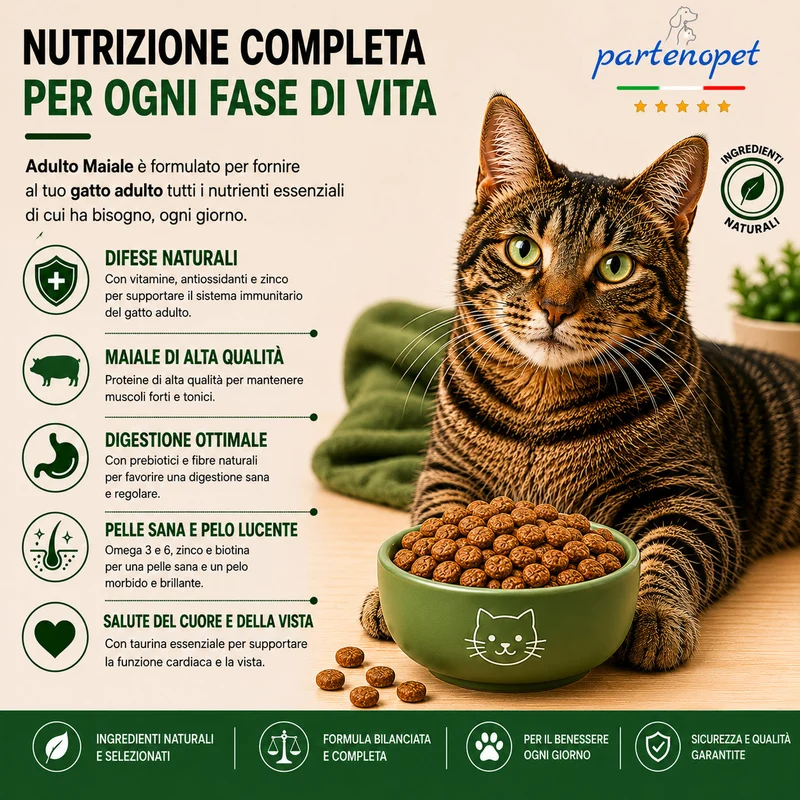 Partenopet Adult Cat Maiale Pressato a Freddo 1,5 kg