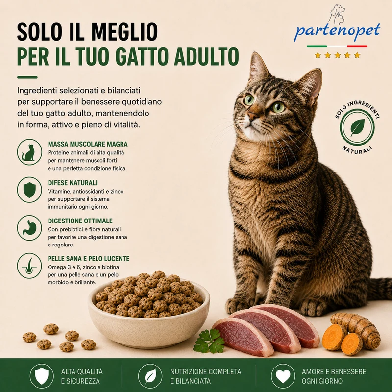 Partenopet Adult Cat Anatra Pressato a Freddo 1,5 kg