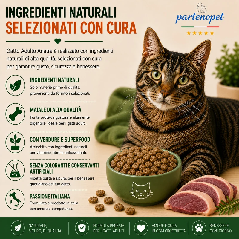 Partenopet Adult Cat Anatra Pressato a Freddo 1,5 kg