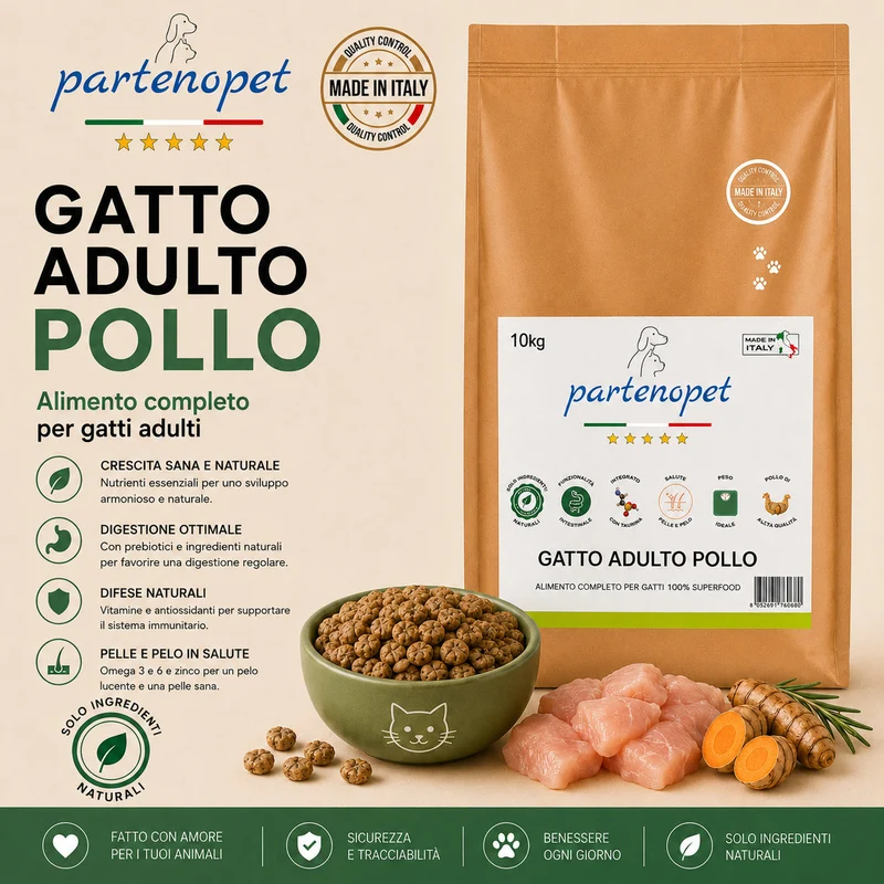 Partenopet Adult Cat Pollo Pressato a Freddo 10 kg