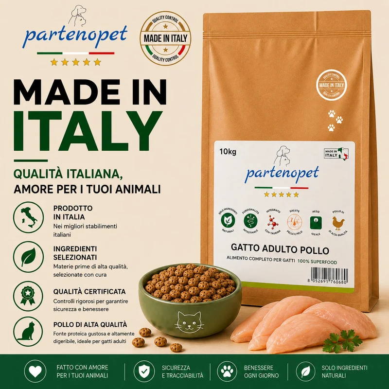 Partenopet Adult Cat Pollo Pressato a Freddo 10 kg